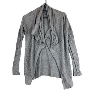 Tahari Womens Sweater Brown Shawl Cardigan Waterfall Merino Wool Long Sleeve S